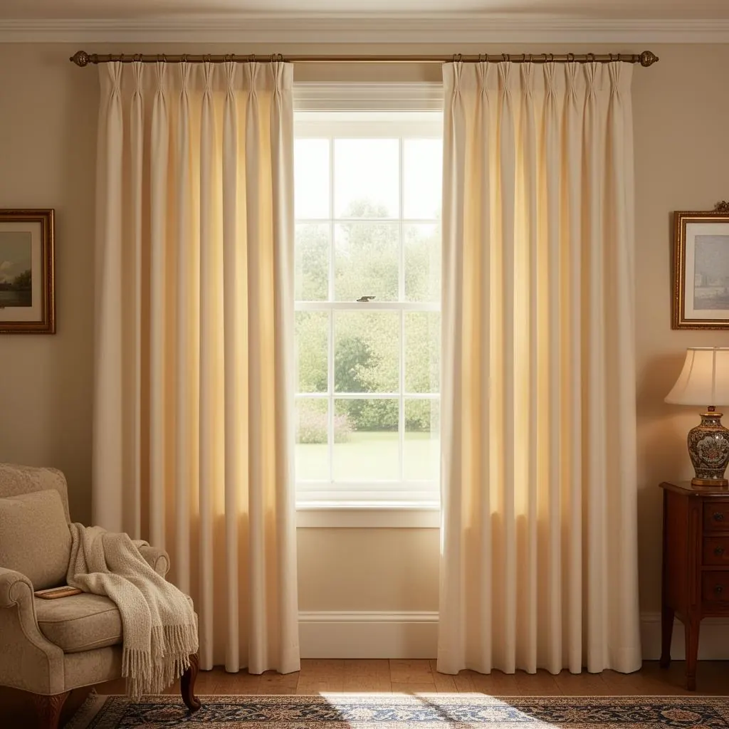 Pencil pleat heading curtains