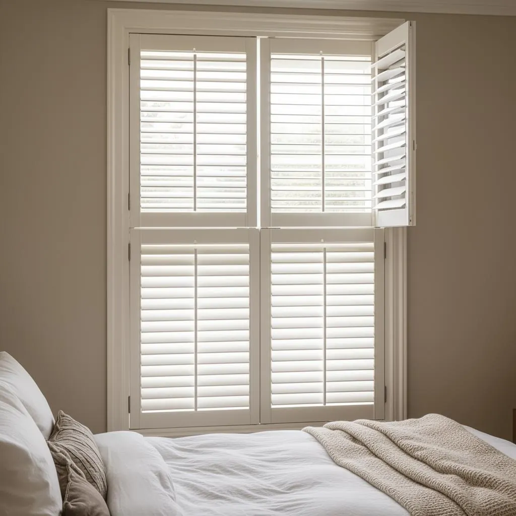 Tier-on-tier plantation shutters